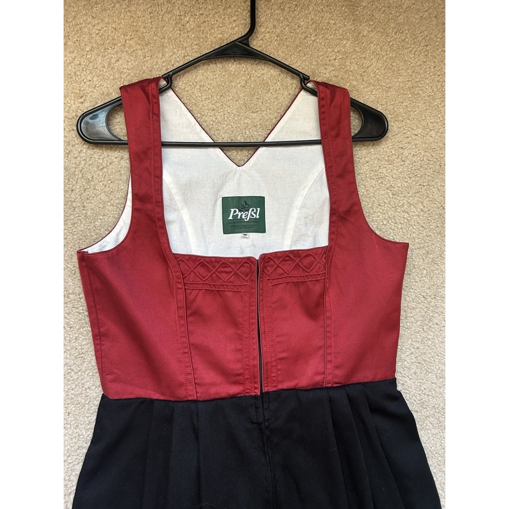VTG Prießl Austrian Dirndl Dress Red Black Maxi Trachten Oktoberfest M